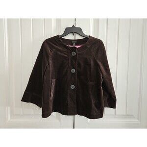 Madison Brown Corduroy 3 Button Blazer Jacket, 3/4 Sleeves, Pink White Lining, M
